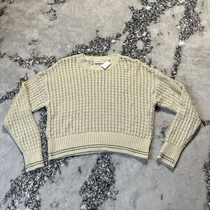 By Together Sweater Womens Size Medium Natural Open Knit Boho Long‎ Sleeve